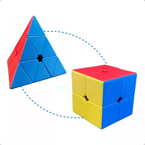 Kit Cubo Magico 2x2 + Cubo Mágico Piramide Profissional